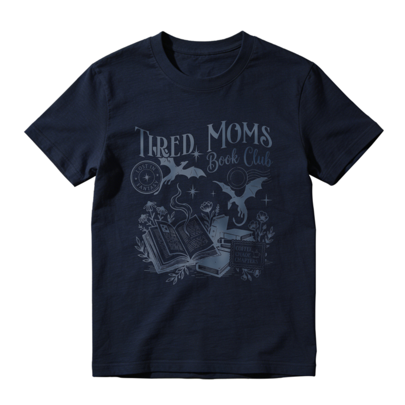 Wardrobecart Tired Moms Book Club With Open Book Bat Moon And Flowers Design Unisex Classic T-shirt