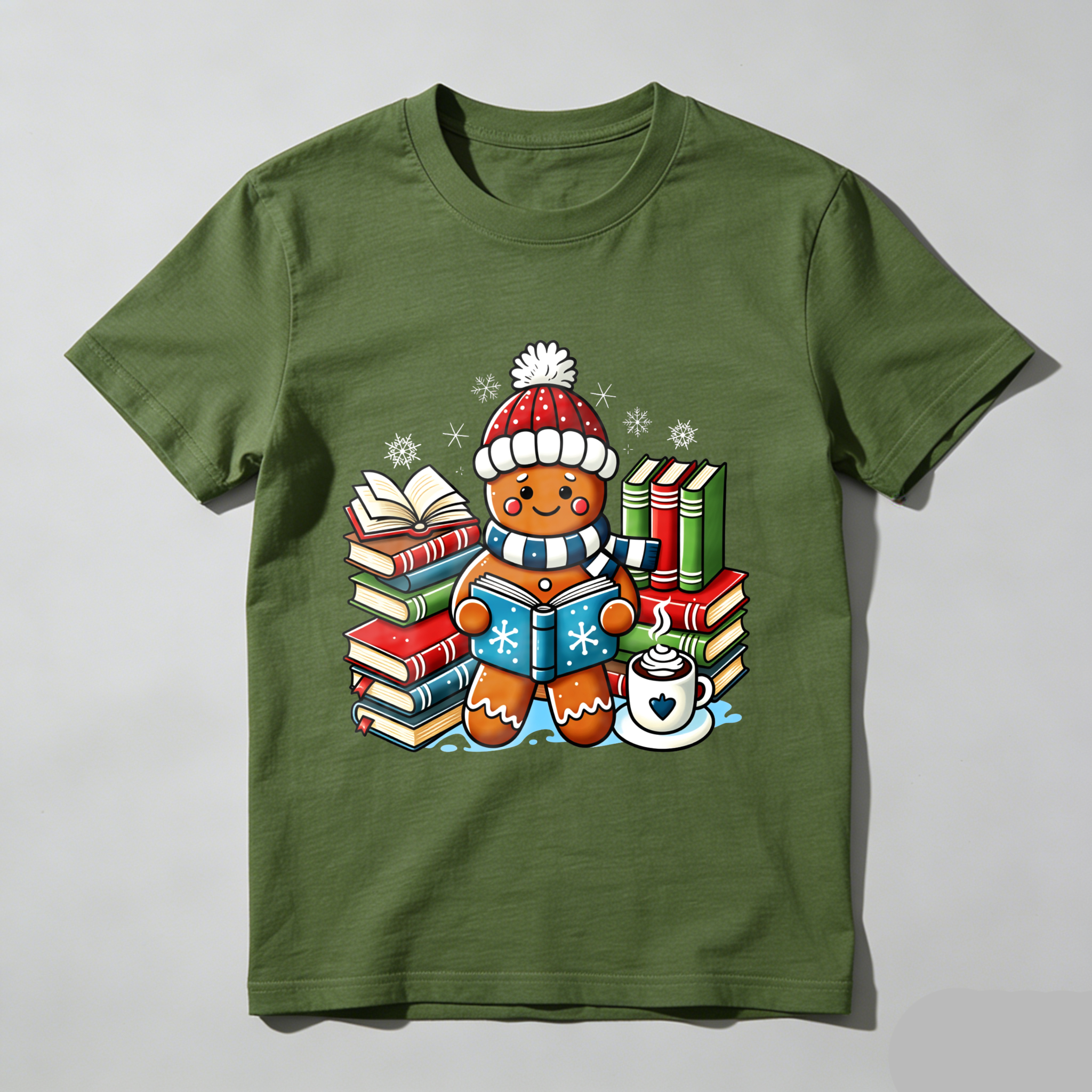 Wardrobecart Gingerbread Cookie Reading Books With Coffee Tshirt