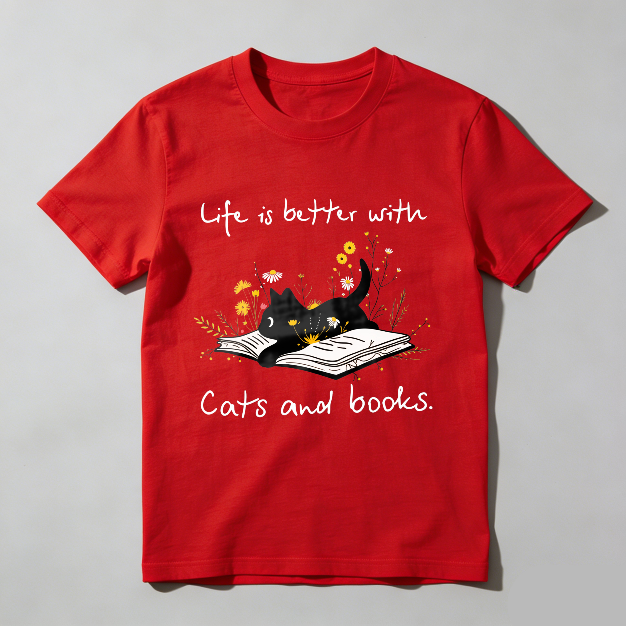 Wardrobecart Life Is Better With Cats And Books Tshirt