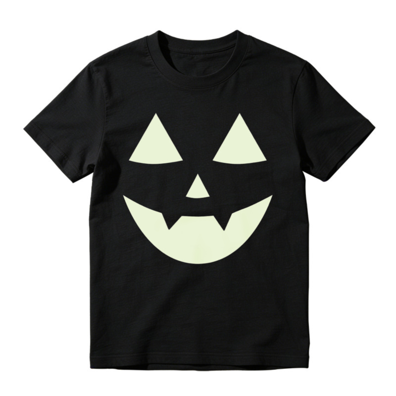 Glow In The Dark Jack O Lantern Pumpkin Face Halloween Graphic T-shirt