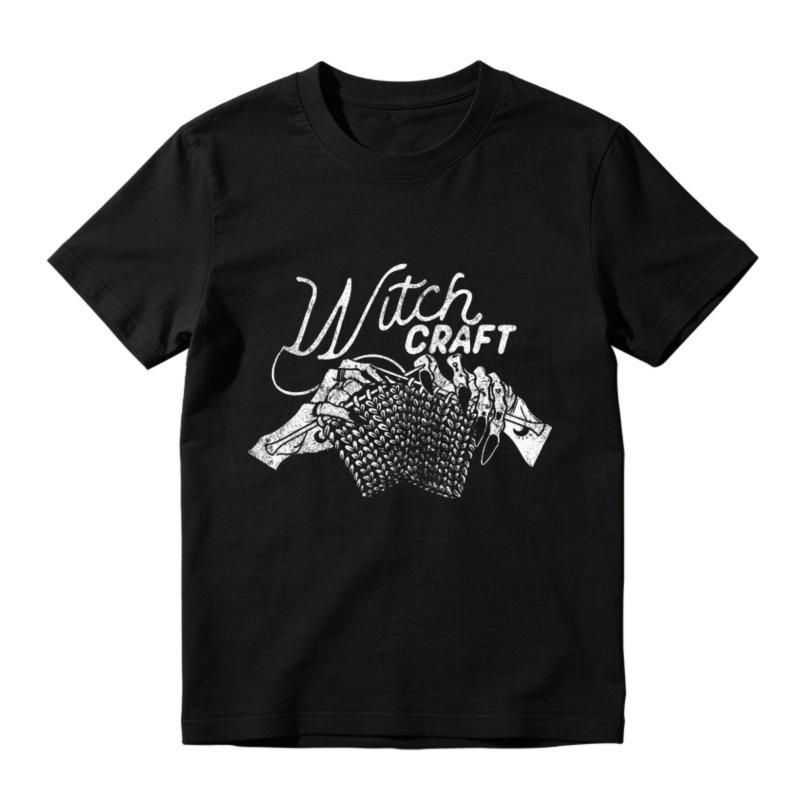 Witch Craft Typography With Hands Holding Woven Basket Graphic T-shirt