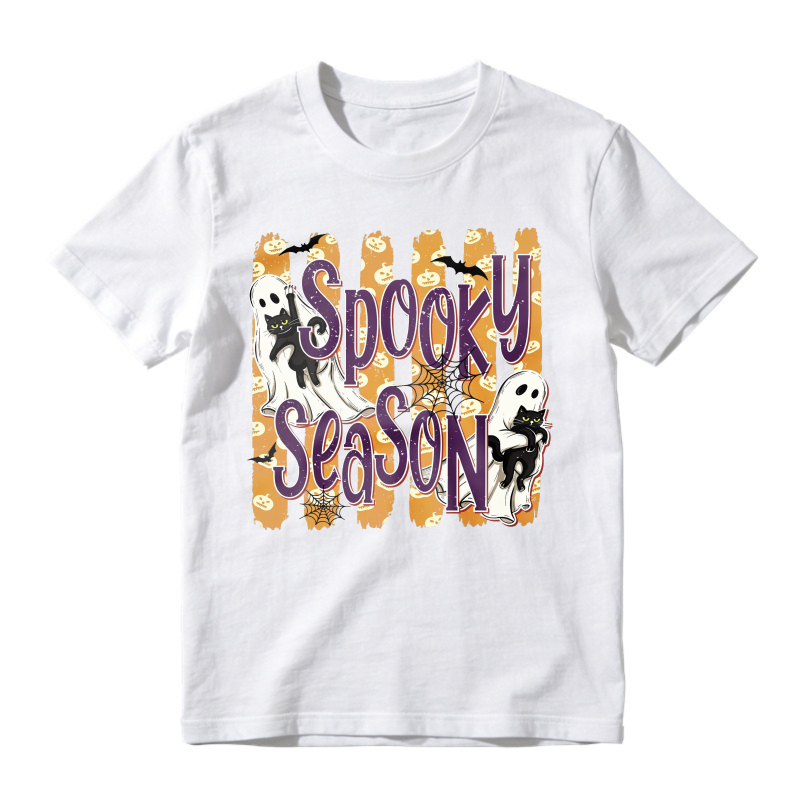 Spooky Season Halloween Ghost Black Cat Bat Spider Web Graphic, Unisex Classic T-shirt