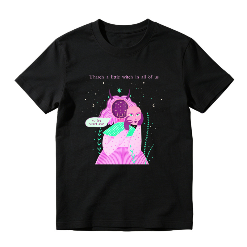 There Is A Little Witch In All Of Us, Pink Hair Girl With Crystal Ball And Stars Graphic, Unisex Classic T-shirt