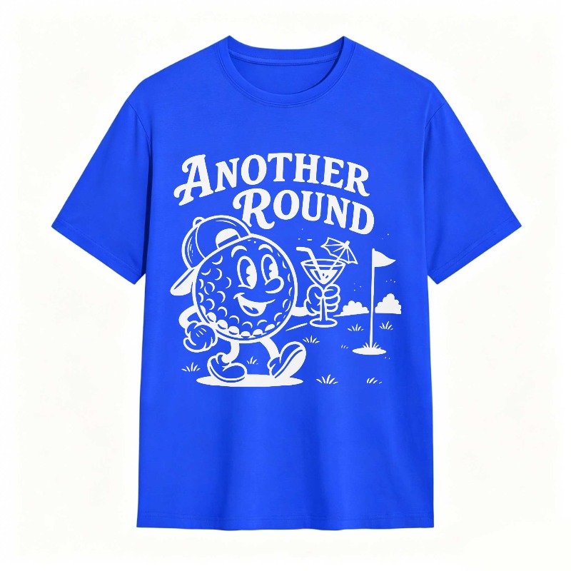 Golf Ball Character Holding Cocktail And Flag On Golf Course Another Round Text Unisex Classic T-shirt