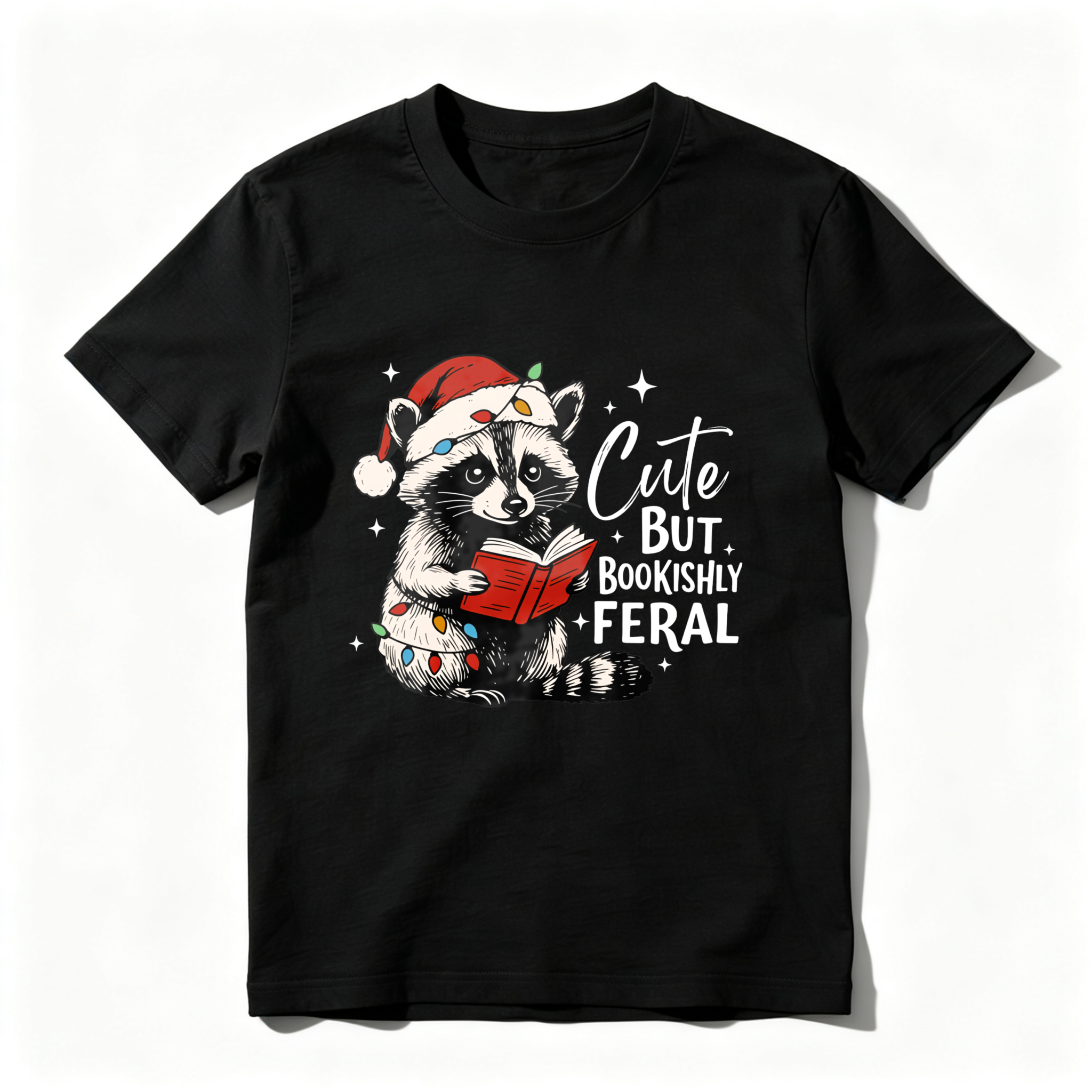 Wardrobecart Cute But Bookishly Feral Raccoon Reading Tshirt