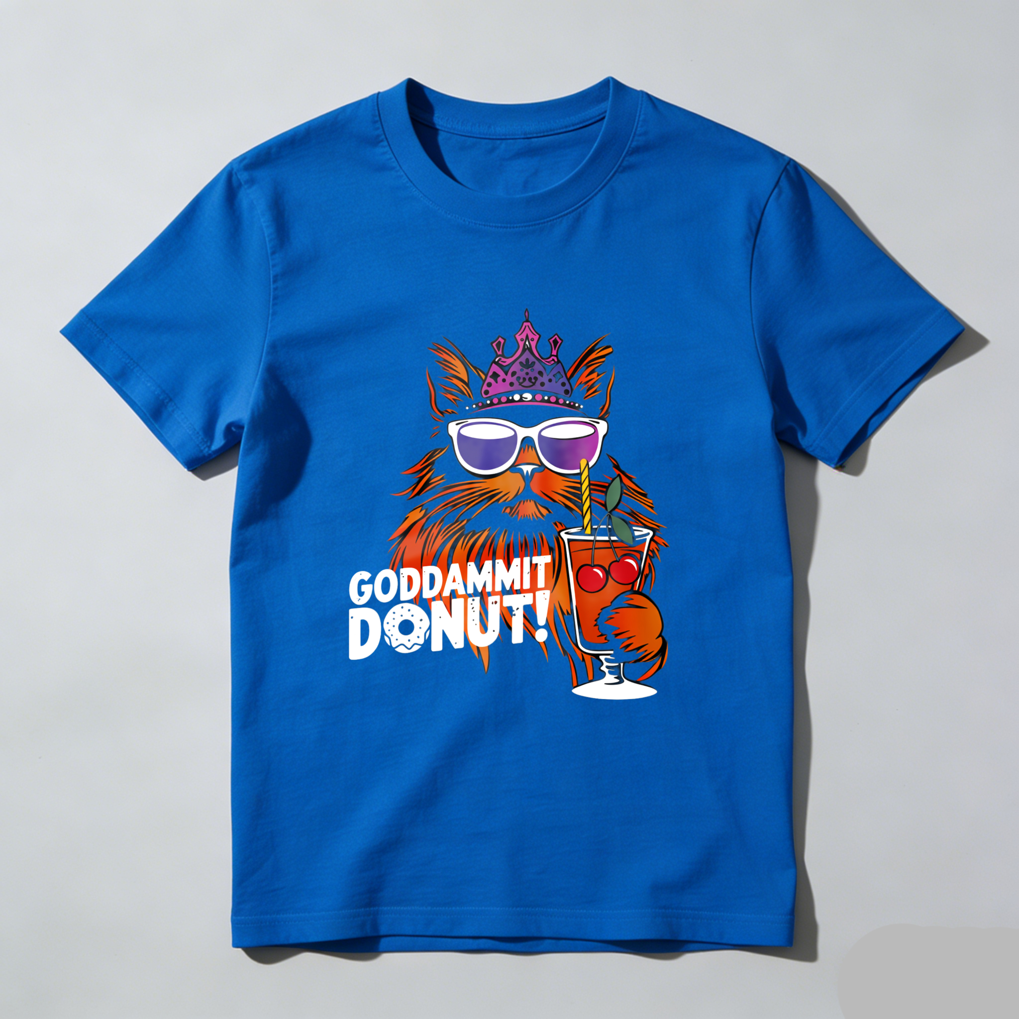 Wardrobecart Cat With Crown Sunglasses And Cocktail Tshirt