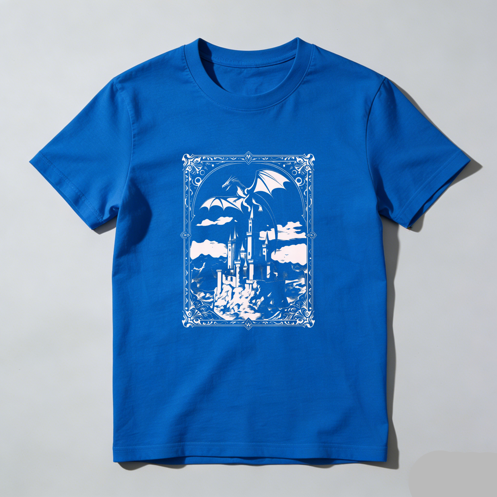 Wardrobecart Dragon Castle Sky Clouds Frame Artwork Design Tshirt