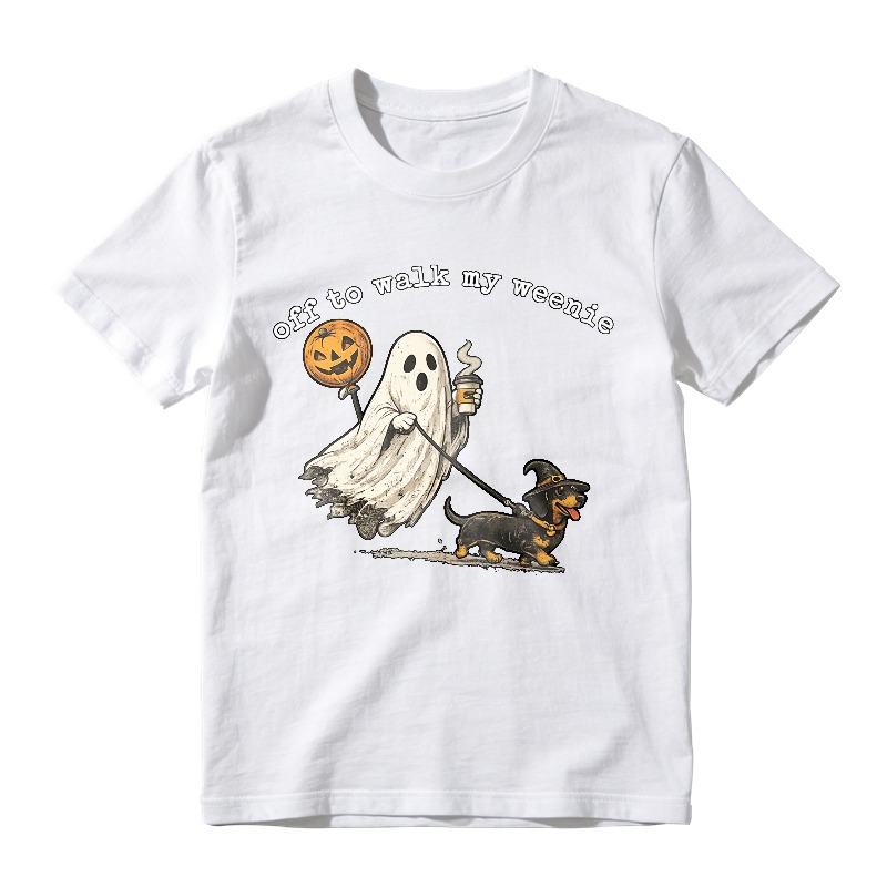 Halloween Ghost Walking Dachshund Funny Quote, Unisex Classic T-shirt