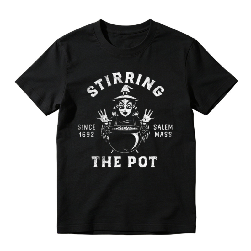 Stirring The Pot Salem Mass 1692 Witch Cauldron Halloween Graphic T-shirt