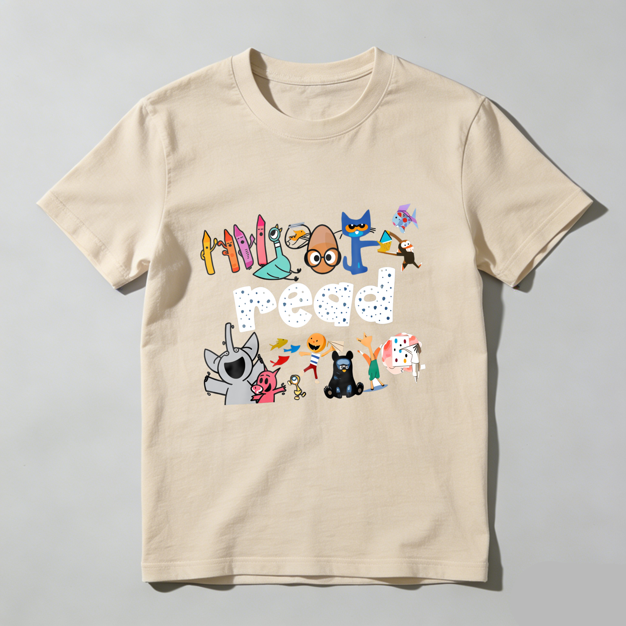 Wardrobecart Colorful Characters Surround Read Text Tshirt