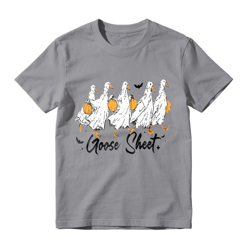 Goose Sheet Halloween Funny Geese With Pumpkins And Bats Design, Unisex Classic T-shirt