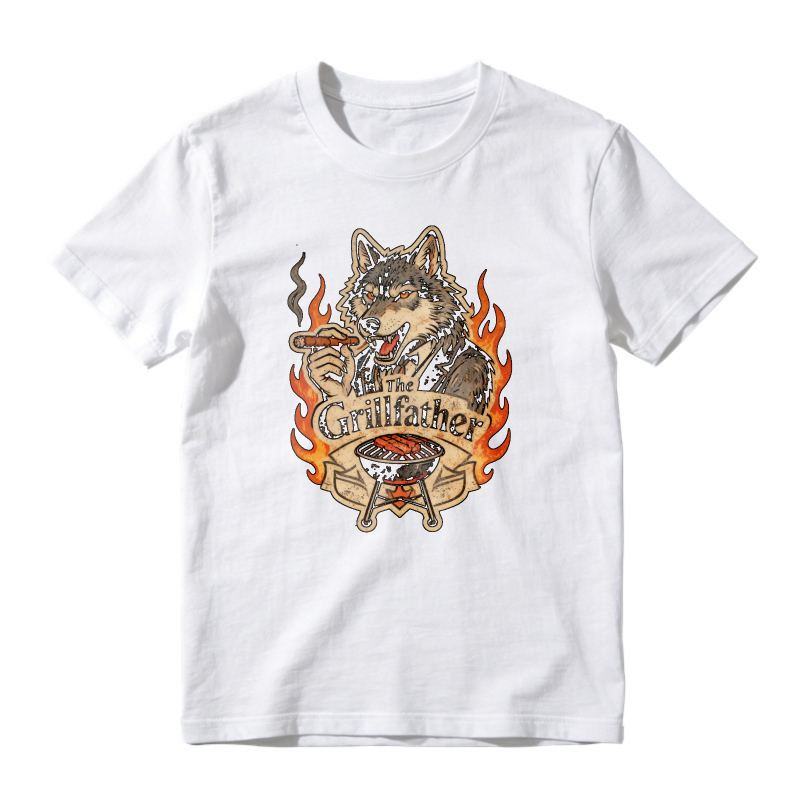 The Grillfather Wolf With Cigar And Barbecue Grill Unisex Classic T-shirt