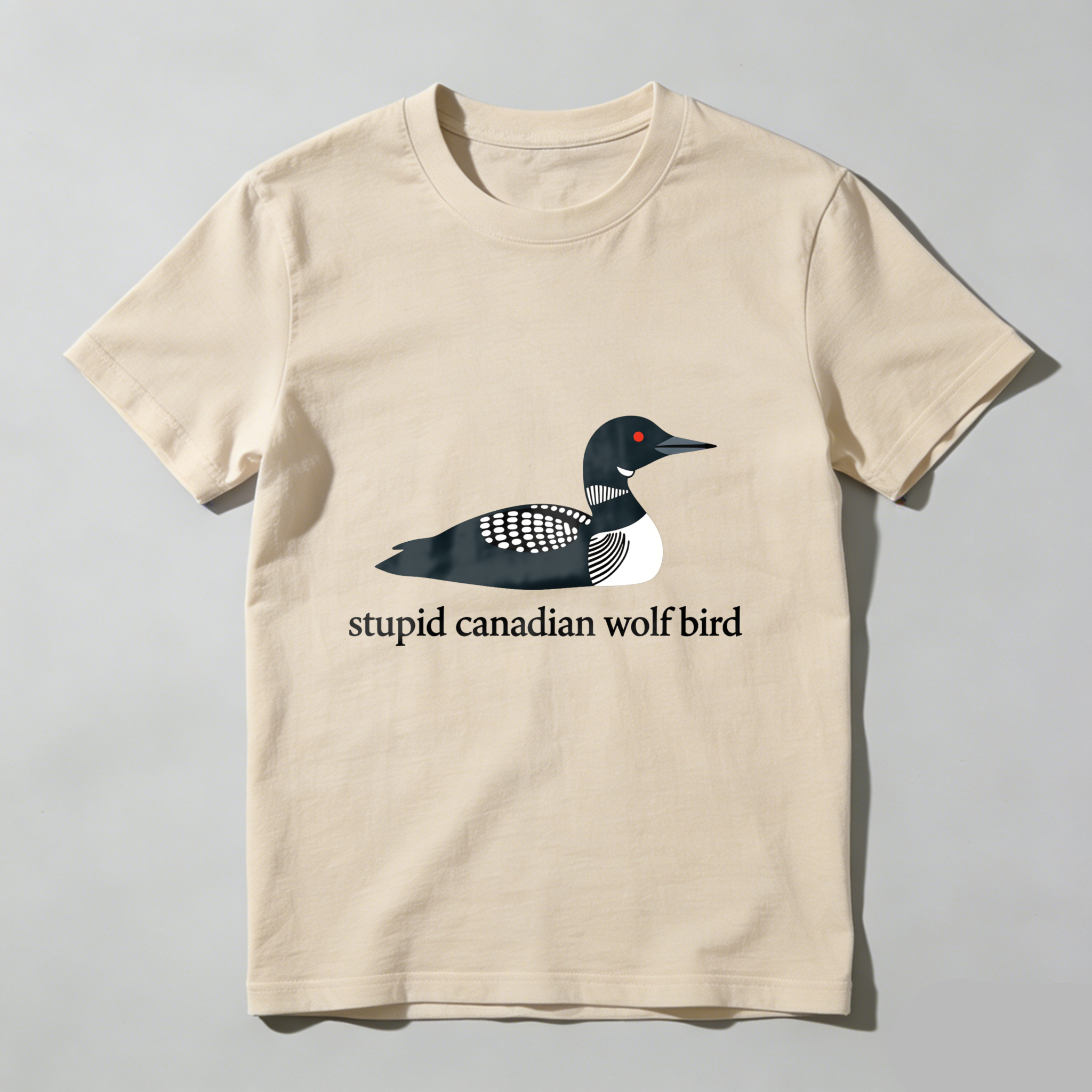 Wardrobecart Loon Bird With Checkered Wings And Red Eye Tshirt