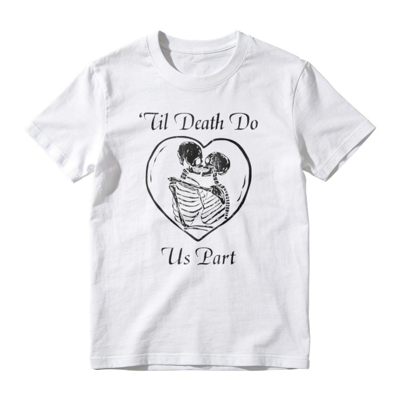 Til Death Do Us Part Skeleton Heart Romance Graphic T-shirt