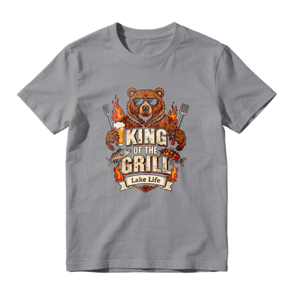 King Of The Grill Bear With Beer And Forks Lake Life Unisex Classic T-shirt