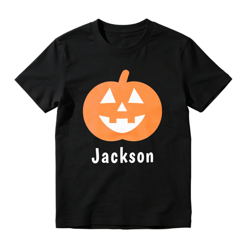Orange Pumpkin Jack O Lantern With Jackson Name Unisex Classic T Shirt