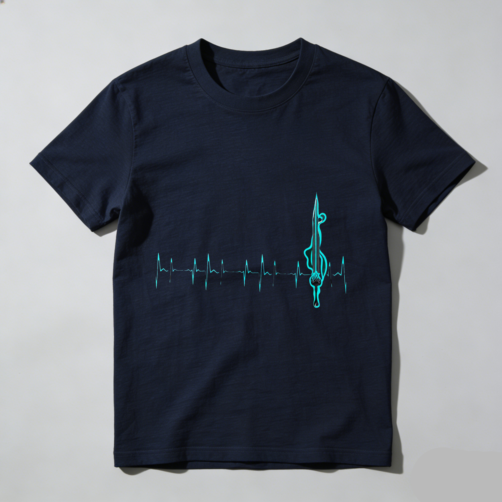 Wardrobecart Heartbeat With Violin Note Pattern Tshirt