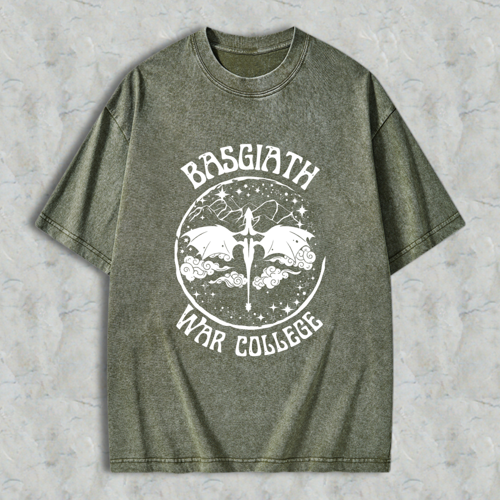 Wardrobecart Basgiath War College Dragon And Sword Emblem Unisex Washed T-shirt