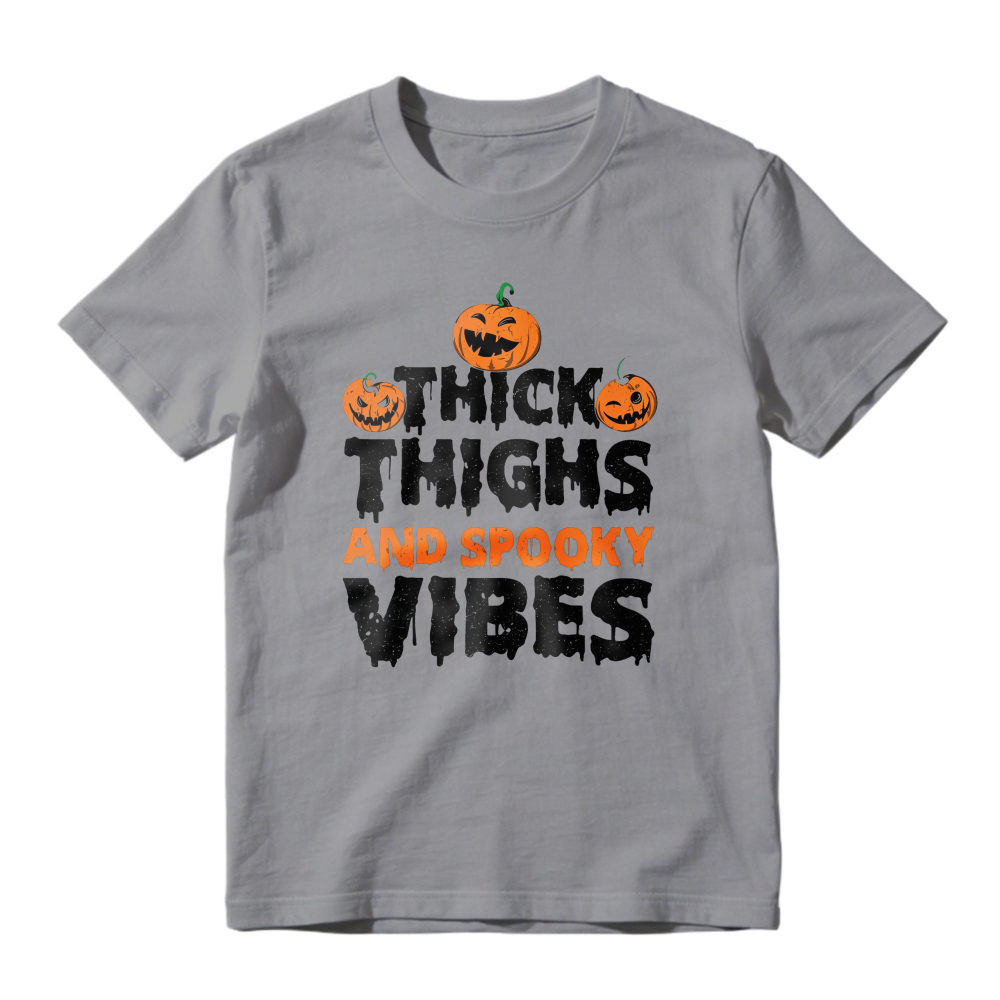 Thick Thighs And Spooky Vibes Halloween Pumpkin Graphic, Unisex Classic T-shirt