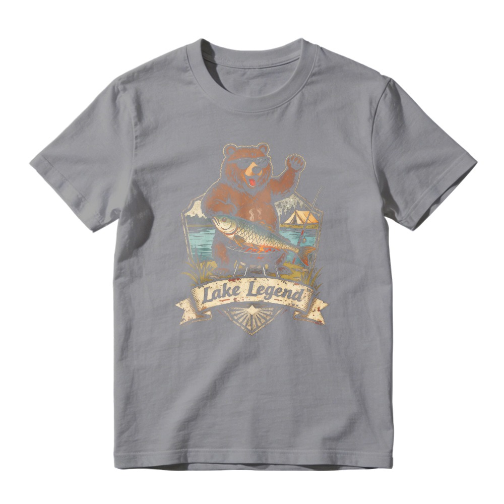 Lake Legend Bear Fishing Campfire Vintage Graphic Unisex Classic T-shirt