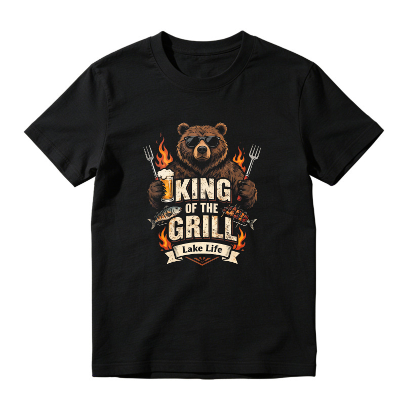 King Of The Grill Bear With Beer And Forks Lake Life Unisex Classic T-shirt