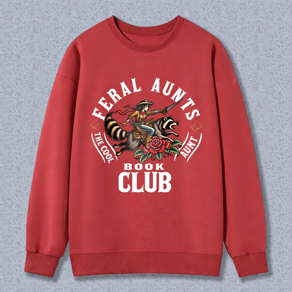 Wardrobecart Feral Aunts The Cool Aunt Book Club Tiger Rose Design Unisex Classic Sweatshirt