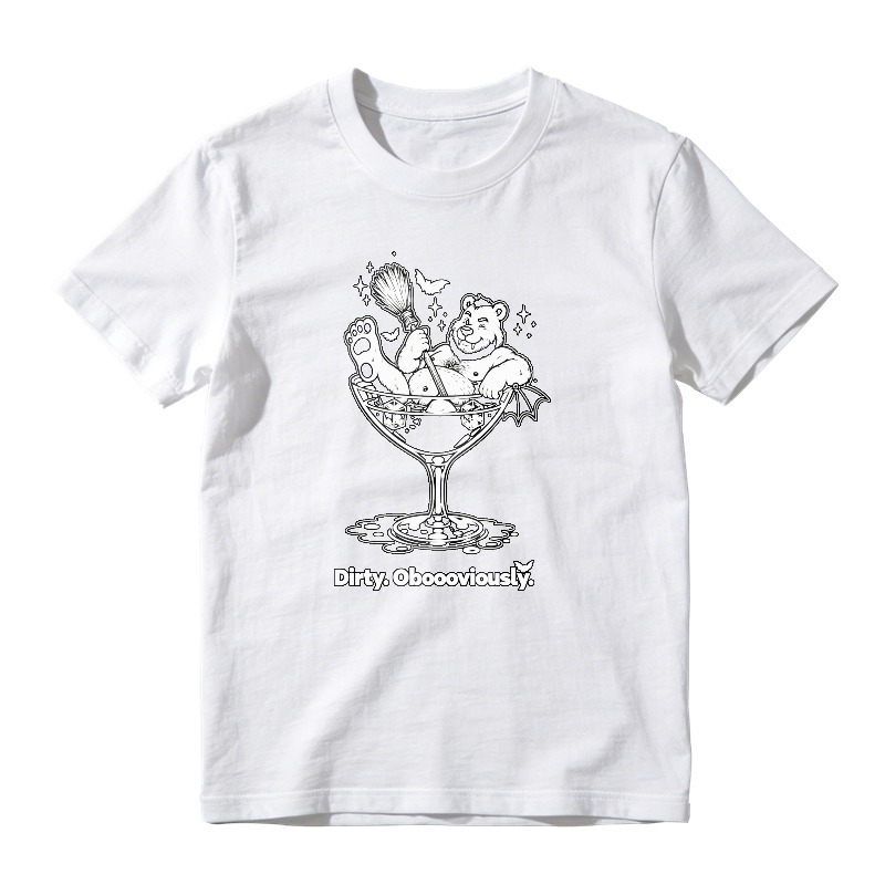 Cocktail Glass With Panda Bat Moon Stars And Dirty Oboooviously Text Unisex Classic T-shirt