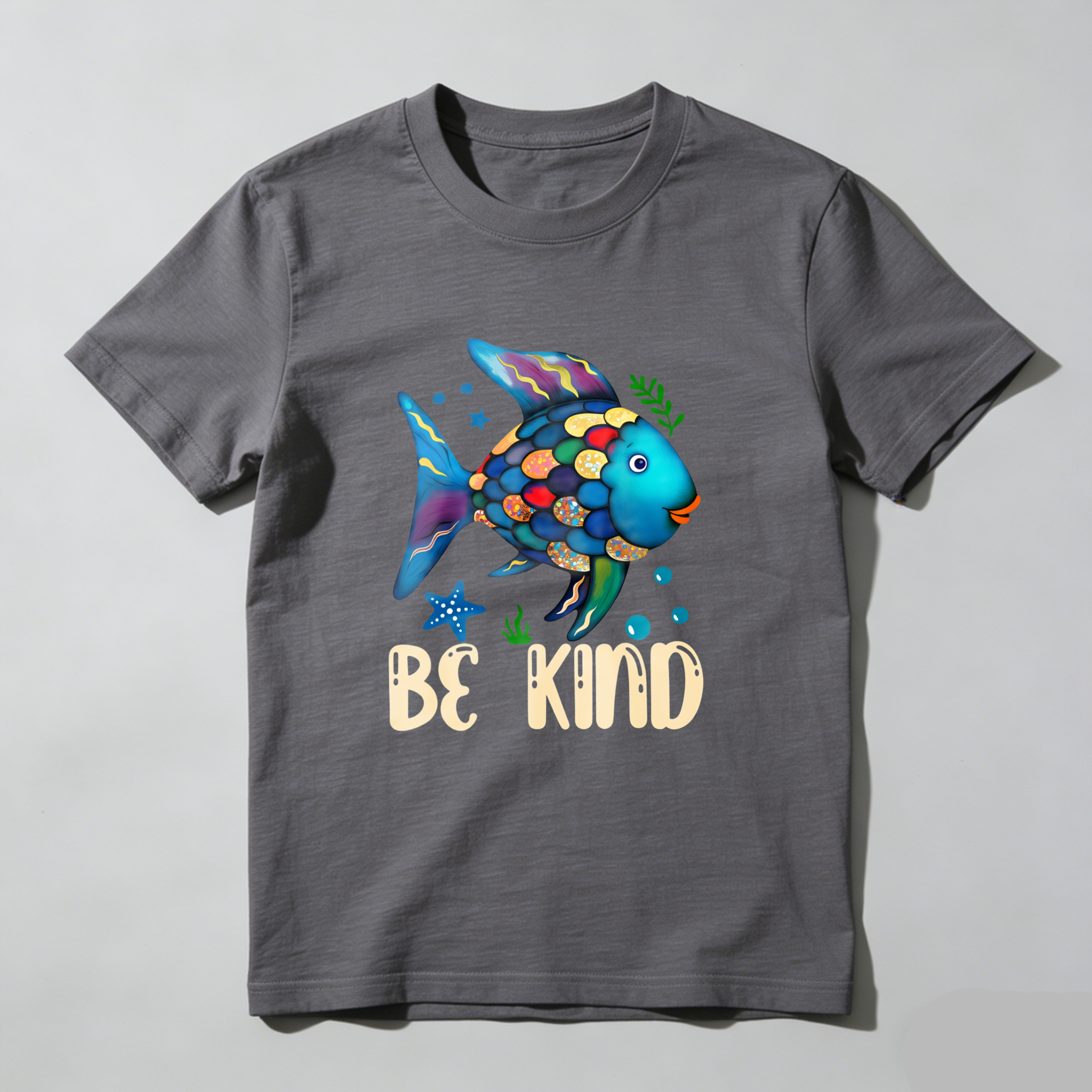 Wardrobecart Colorful Fish With Be Kind Text Tshirt