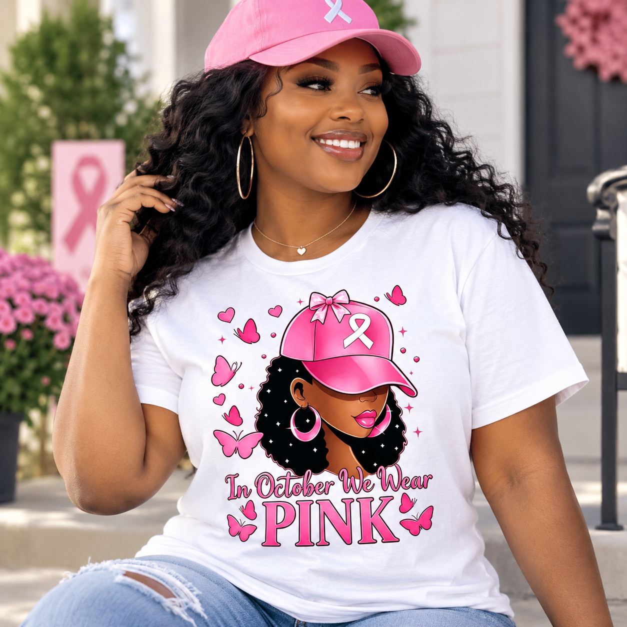 Breast Cancer Awareness Pink Ribbon Butterfly T-Shirt
