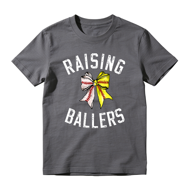 Raising Ballers With Baseball Bow Design T-shirt