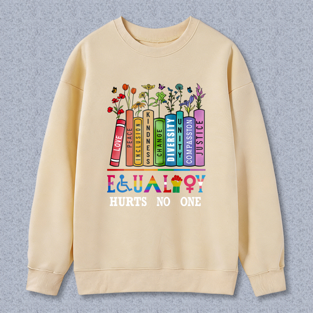 Wardrobecart Rainbow Crayons With Flowers And Inclusion Symbols Unisex Classic Sweatshirt