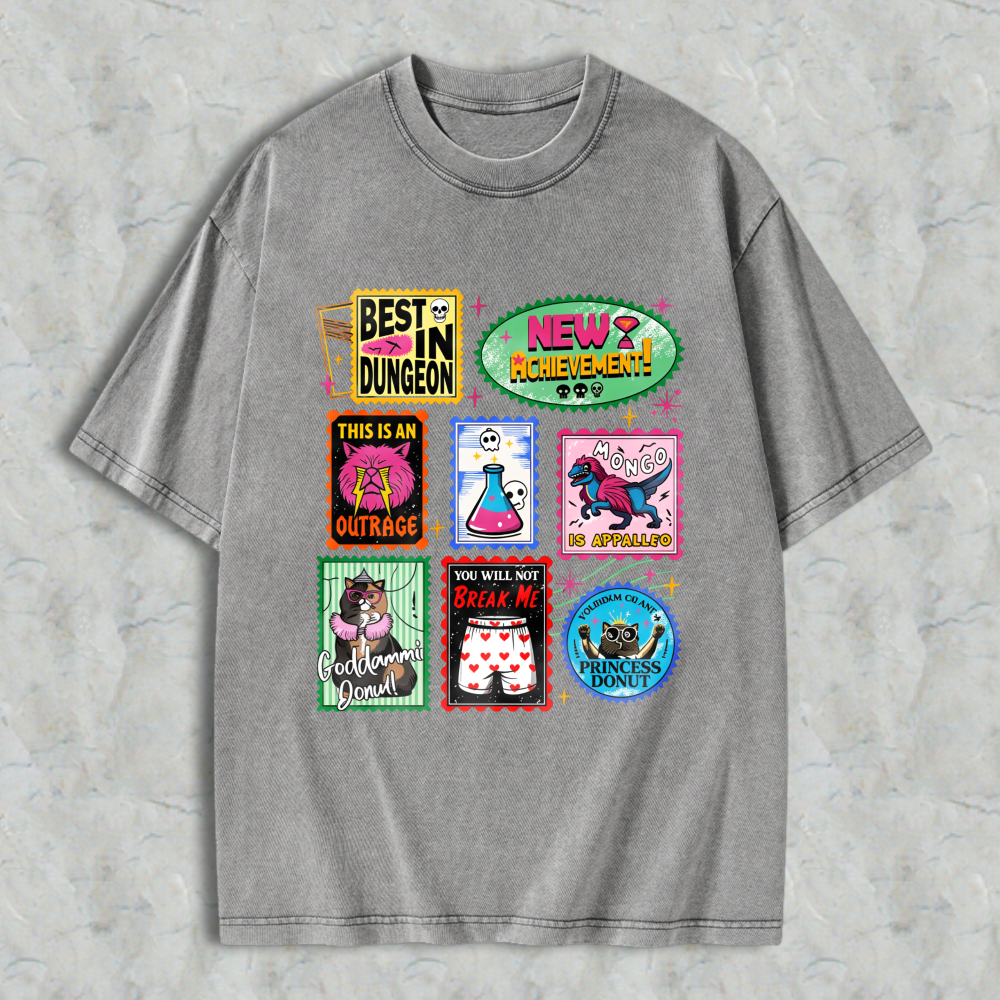 Wardrobecart Best In Dungeon New Achievement This Is An Outrage Ponged In Appaloosa Badass Donut You Will Not Break Me Princess Donut Unisex Washed T-shirt