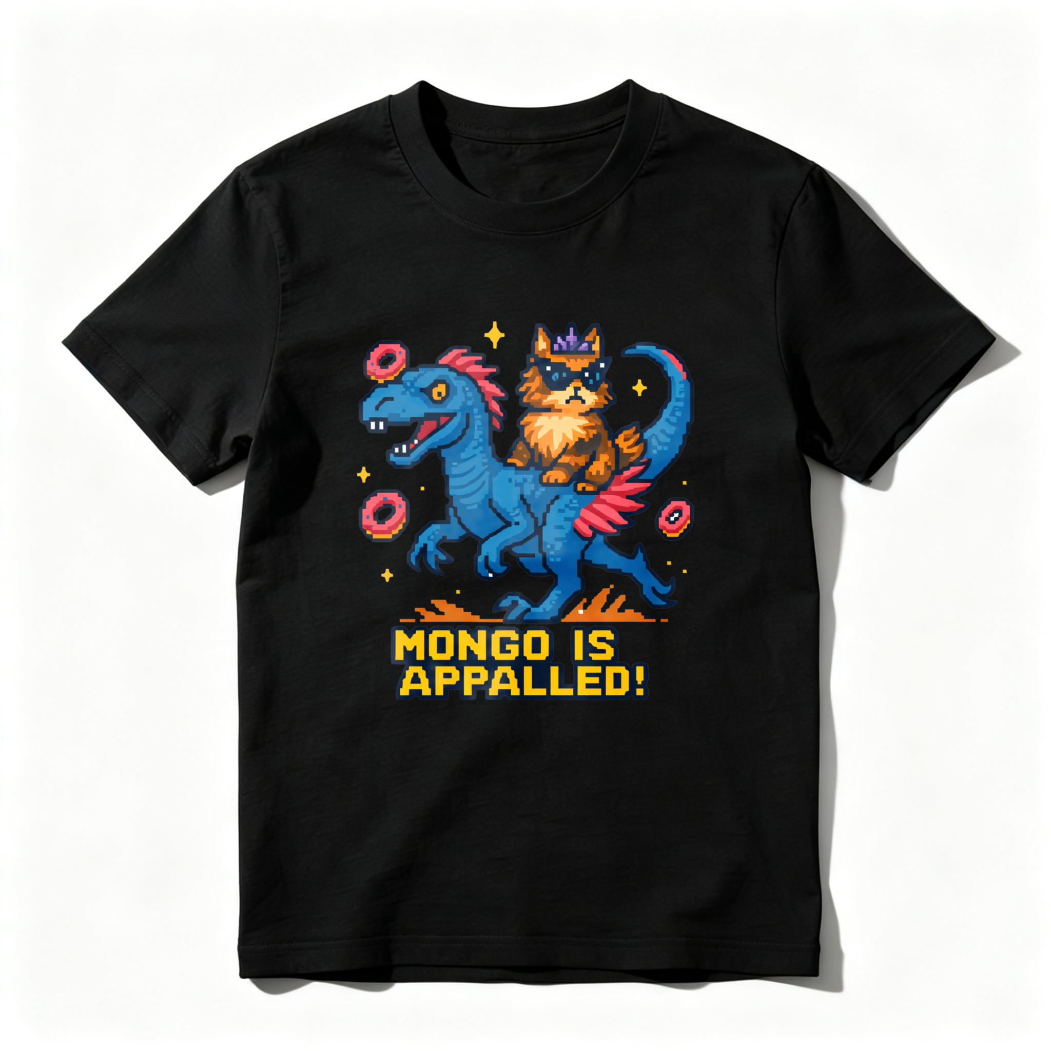 Wardrobecart Cat Riding Dragon With Donuts And Stars Tshirt