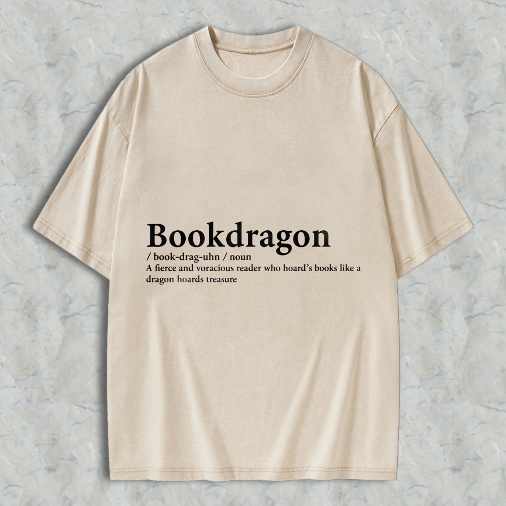 Wardrobecart Bookdragon Definition Unisex Washed T-shirt