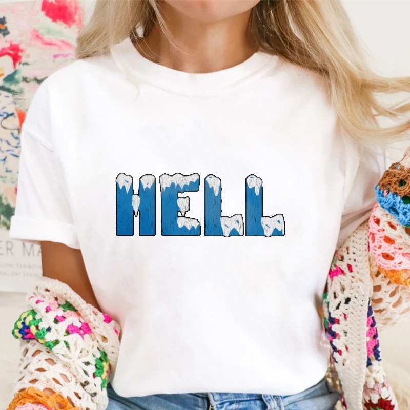 Mell Blue Icy Text Graphic T-shirt
