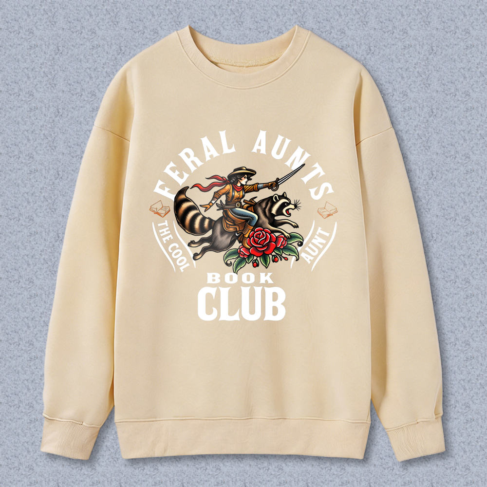 Wardrobecart Feral Aunts The Cool Aunt Book Club Tiger Rose Design Unisex Classic Sweatshirt