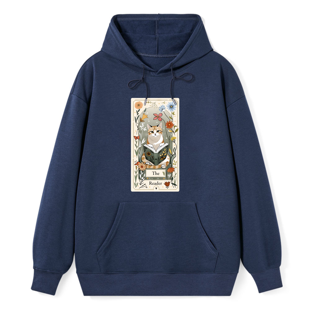 Wardrobecart Cat Reading Book Tarot Card Design Unisex Classic Hoodie