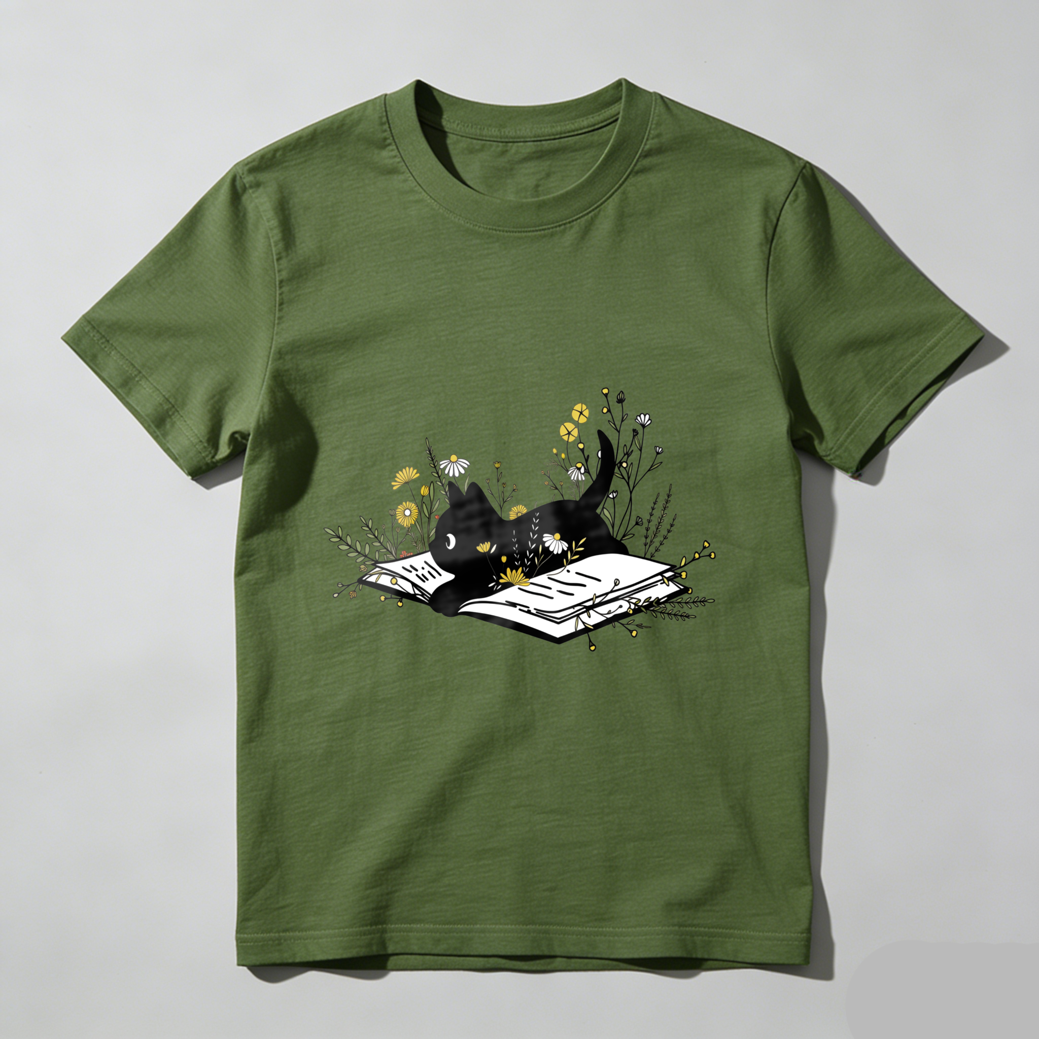 Wardrobecart Open Book With Flowers And Leaves Tshirt