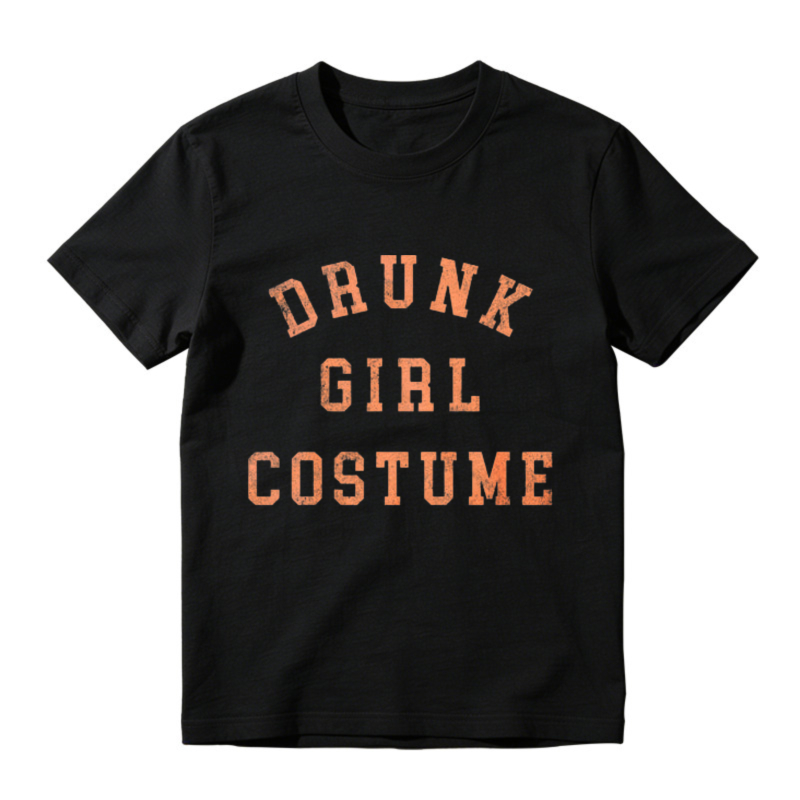 Drunk Girl Costume Text Graphic T-shirt