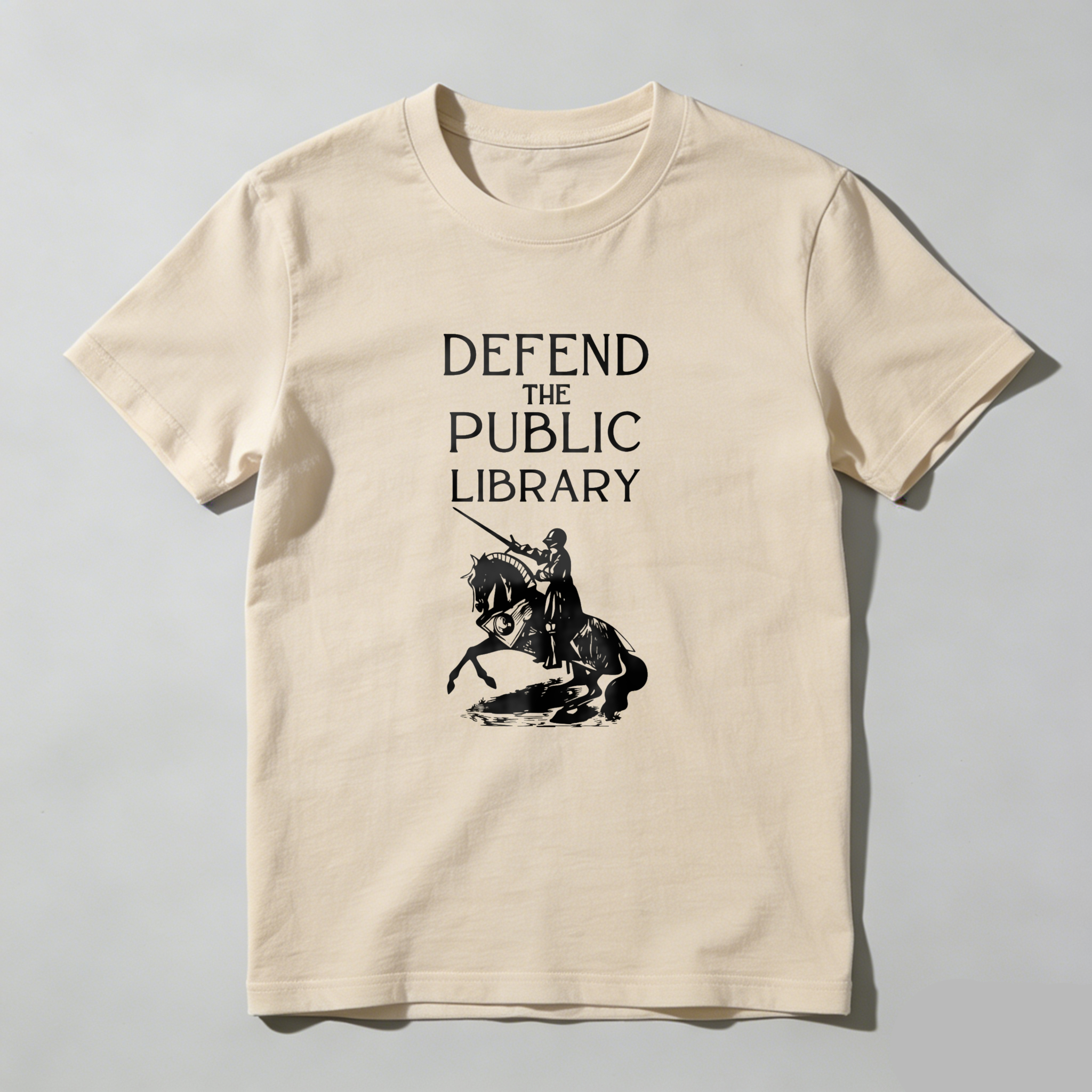 Wardrobecart Defend The Public Library Knight On Horse Tshirt