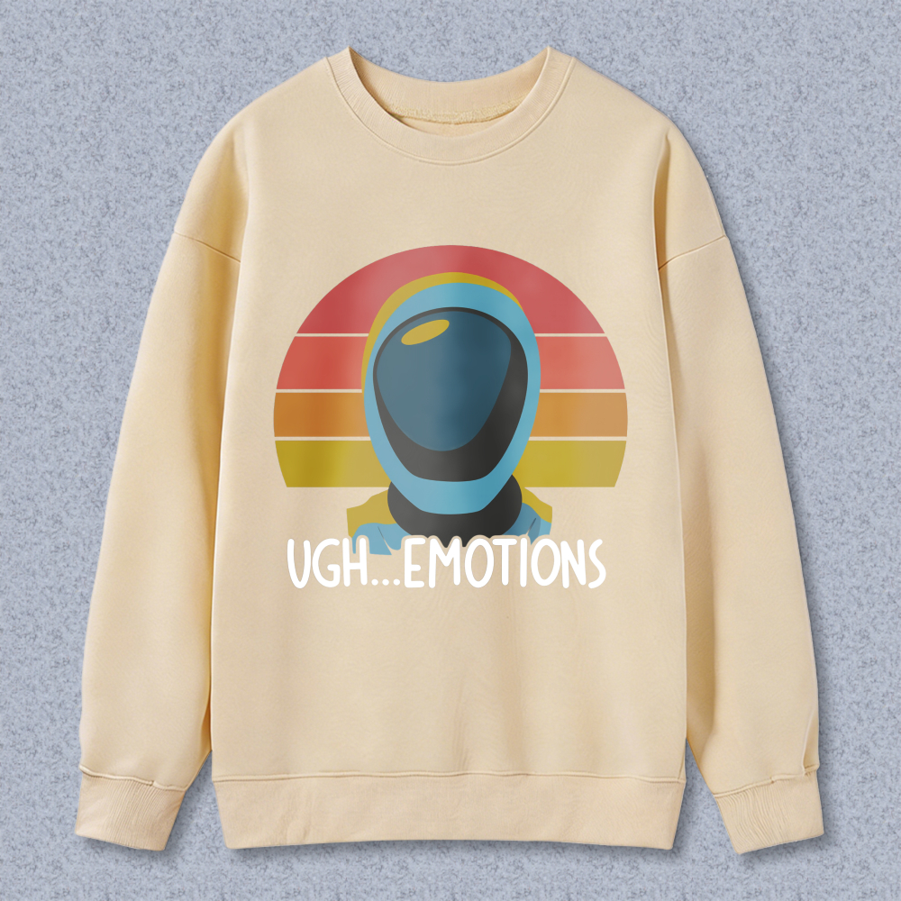 Wardrobecart Retro Astronaut With Sunset Background And Text Ugh Emotions Unisex Classic Sweatshirt