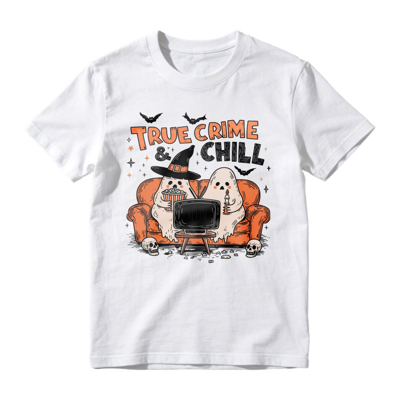 True Crime And Chill Halloween Ghosts Watching Tv Unisex Classic T-shirt