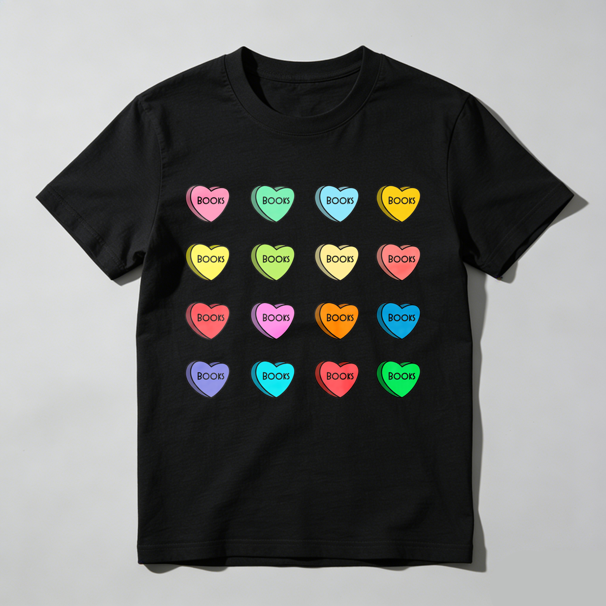 Wardrobecart Colorful Hearts With Boop Text Tshirt