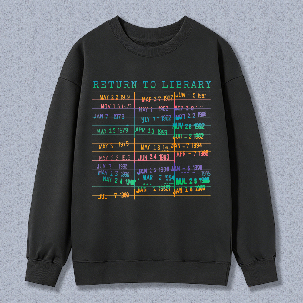Wardrobecart Return To Library Date Stamp Pattern Unisex Classic Sweatshirt