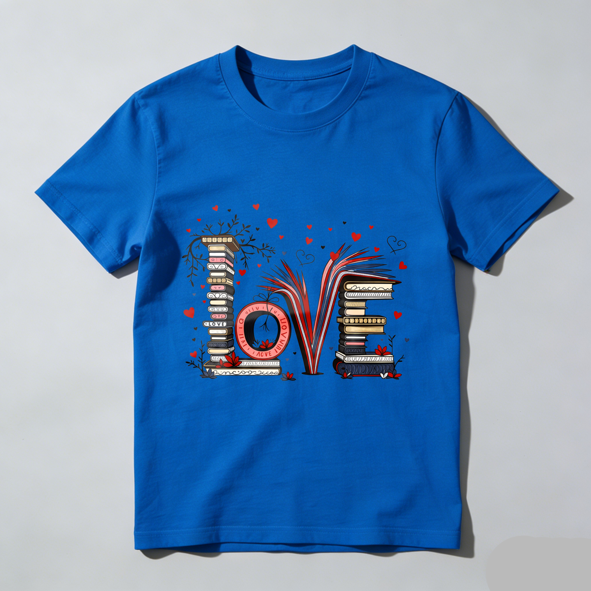 Wardrobecart Love Books Stack Hearts Colorful Design Tshirt
