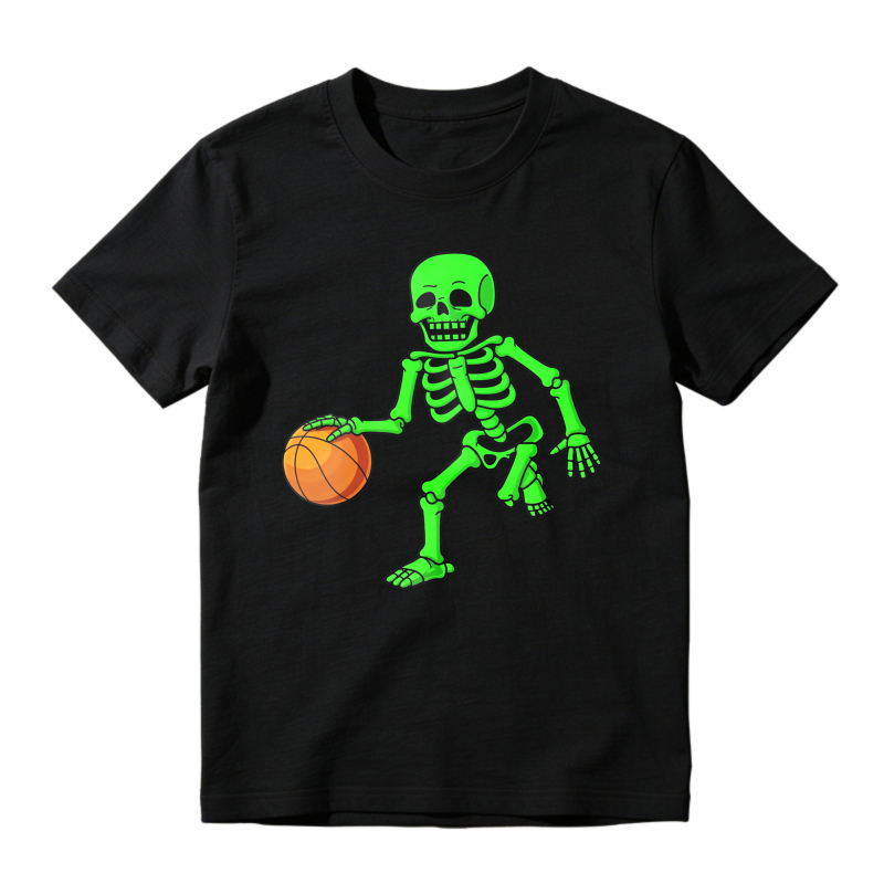 Neon Green Skeleton Dribbling Orange Basketball Unisex Classic T-shirt