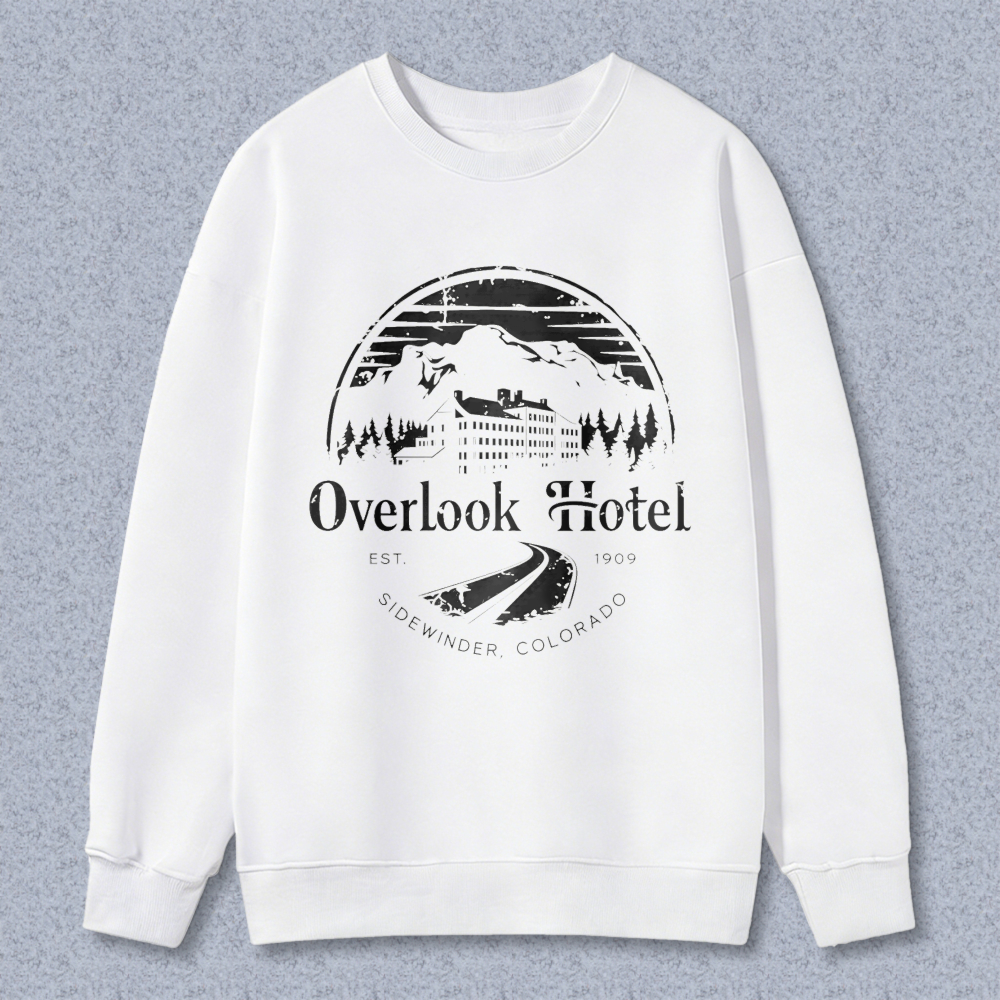 Wardrobecart Overlook Hotel Mountain Scene With Trees And Building Unisex Classic Sweatshirt