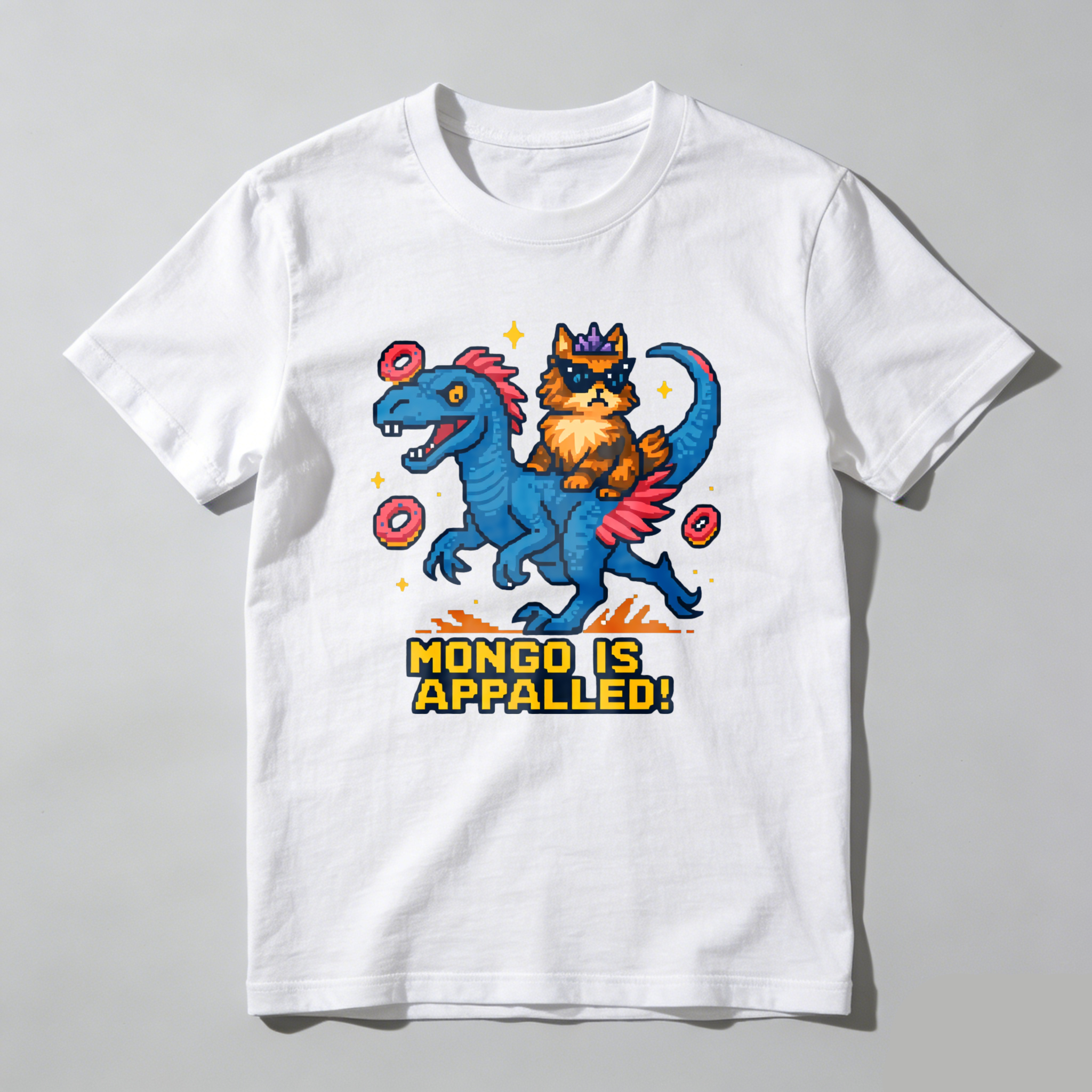 Wardrobecart Cat Riding Dragon With Donuts And Stars Tshirt