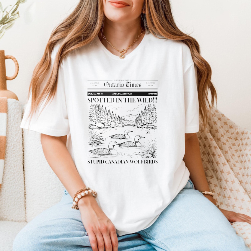 Wardrobecart Ontario Times Spotted In The Wild Stupid Canadian Wolf Birds Tshirt