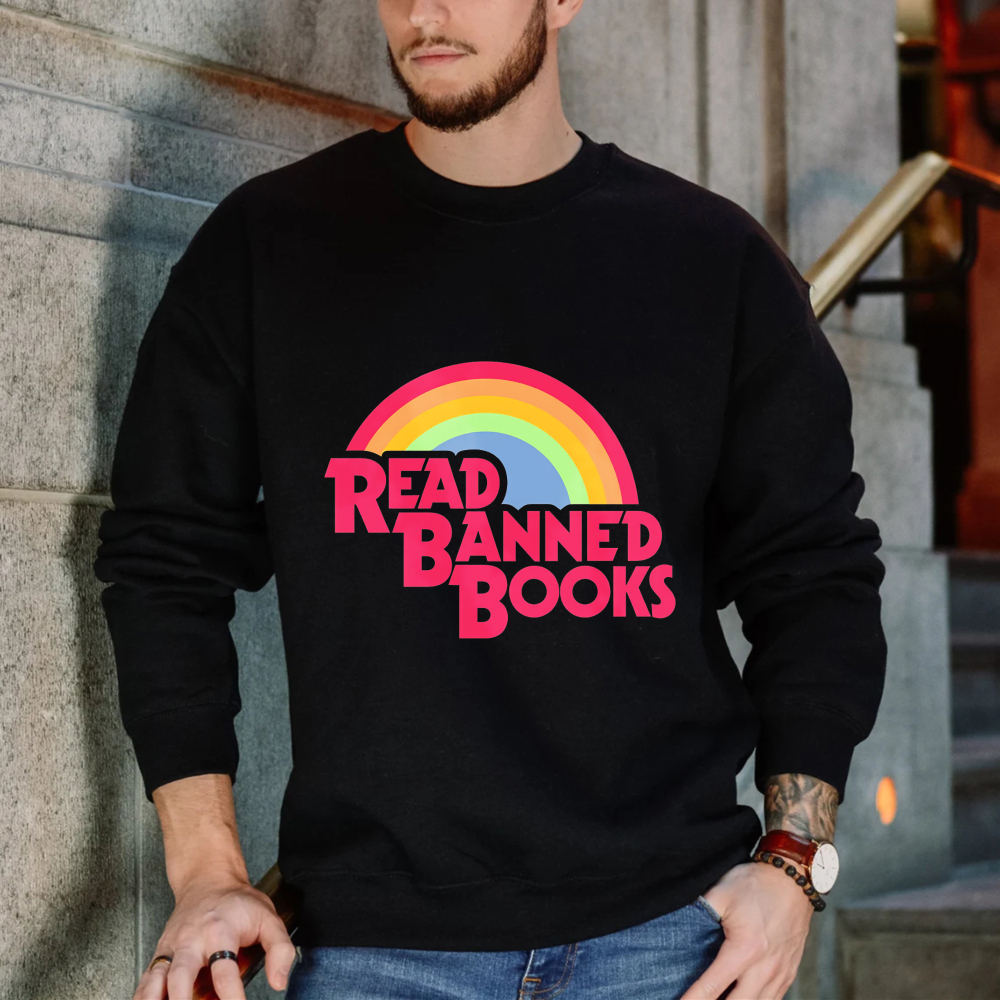 Wardrobecart Read Banned Books Rainbow Design Unisex Classic Sweatshirt